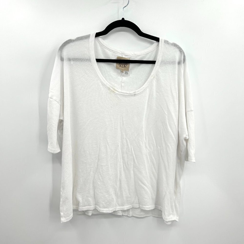 CHASER *Flawed* White Oversized Scoop Neck Dolman Sleeve Tee Size Medium